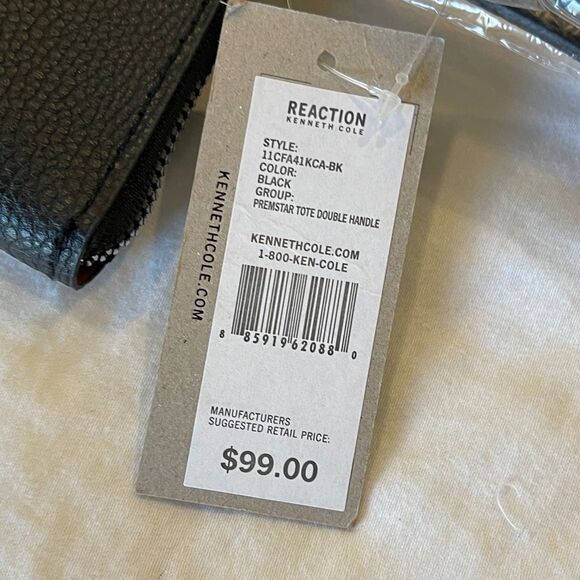 NWT Kenneth Cole Reaction Premstar Double Handle Black Purse Tote - Picture 8 of 13